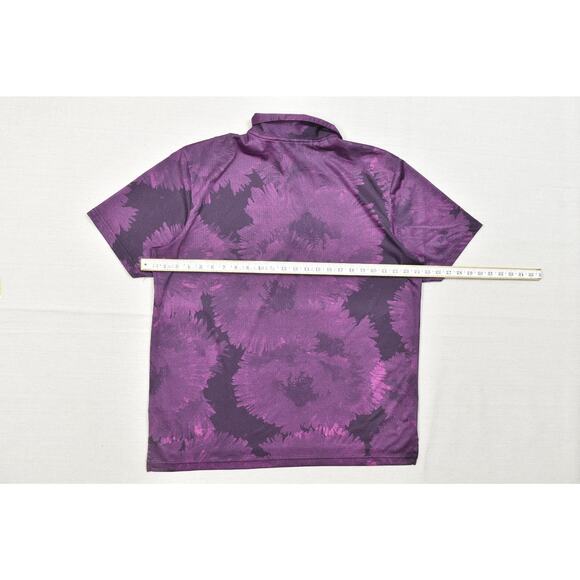 Adidas Golf Men's Purple Floral Polo Shirt Short Sleeve Polyester Size XL - Picture 3 of 8